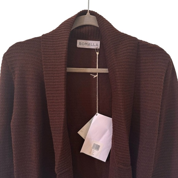 NWT Bonalla Ilian 100% Cashllama Open Ribbed Cardigan in "Dark Brown" Size Small - Picture 5 of 12